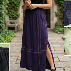 Vintage David Dart Petite Maxi Skirt Womens Dark Purple Blue 90s Minimalist Slit